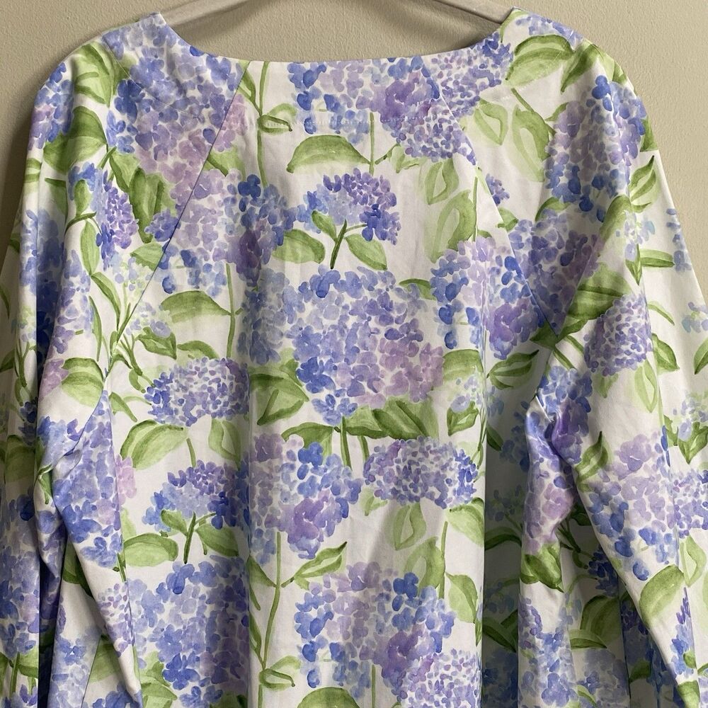 Hill House Blue Hydrangea Print The Artemis Bell Sleeve Shift Dress Size Large - Picture 12 of 16